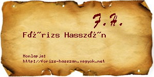 Fórizs Hasszán névjegykártya